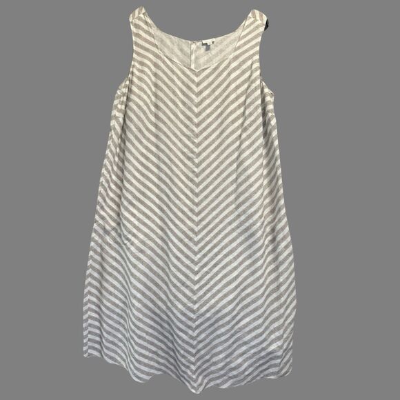 J. Jill Love Linen Maxi Dress 100% Linen Plus Size 3X White Striped Coastal - Picture 1 of 9
